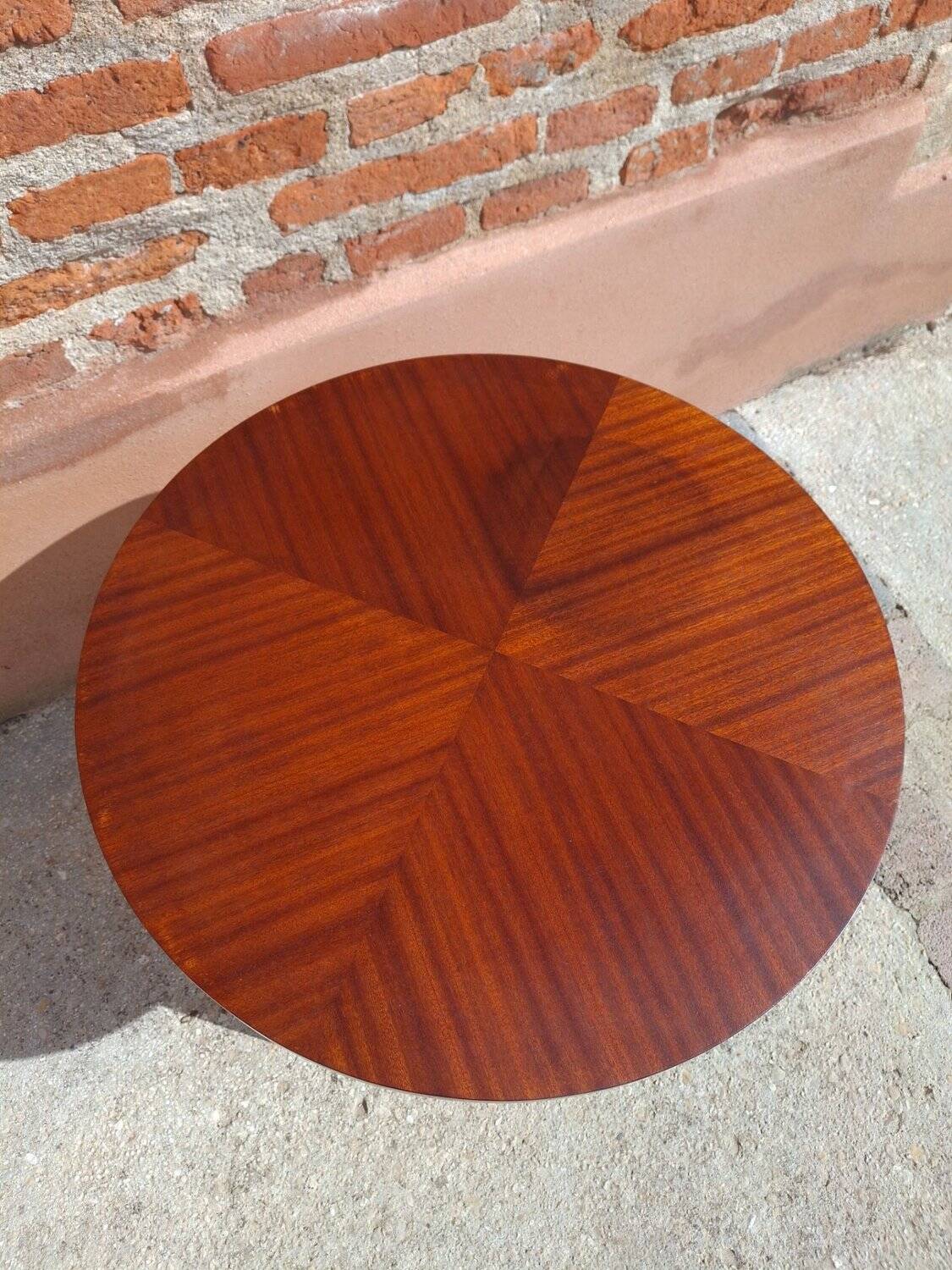 Vintage Scandinavian coffee table, tapered legs and marquetry, 1960s.