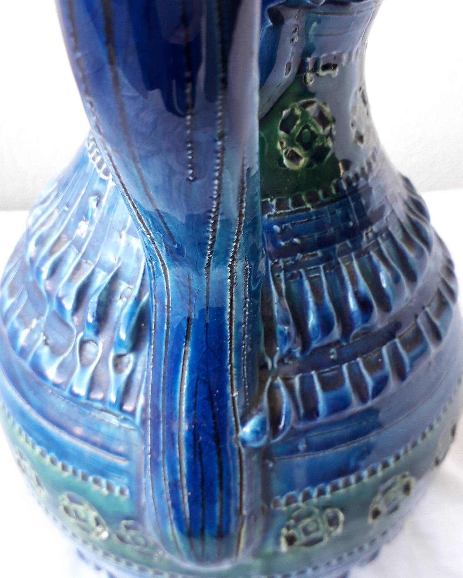Aldo Londi blue ceramic pitcher