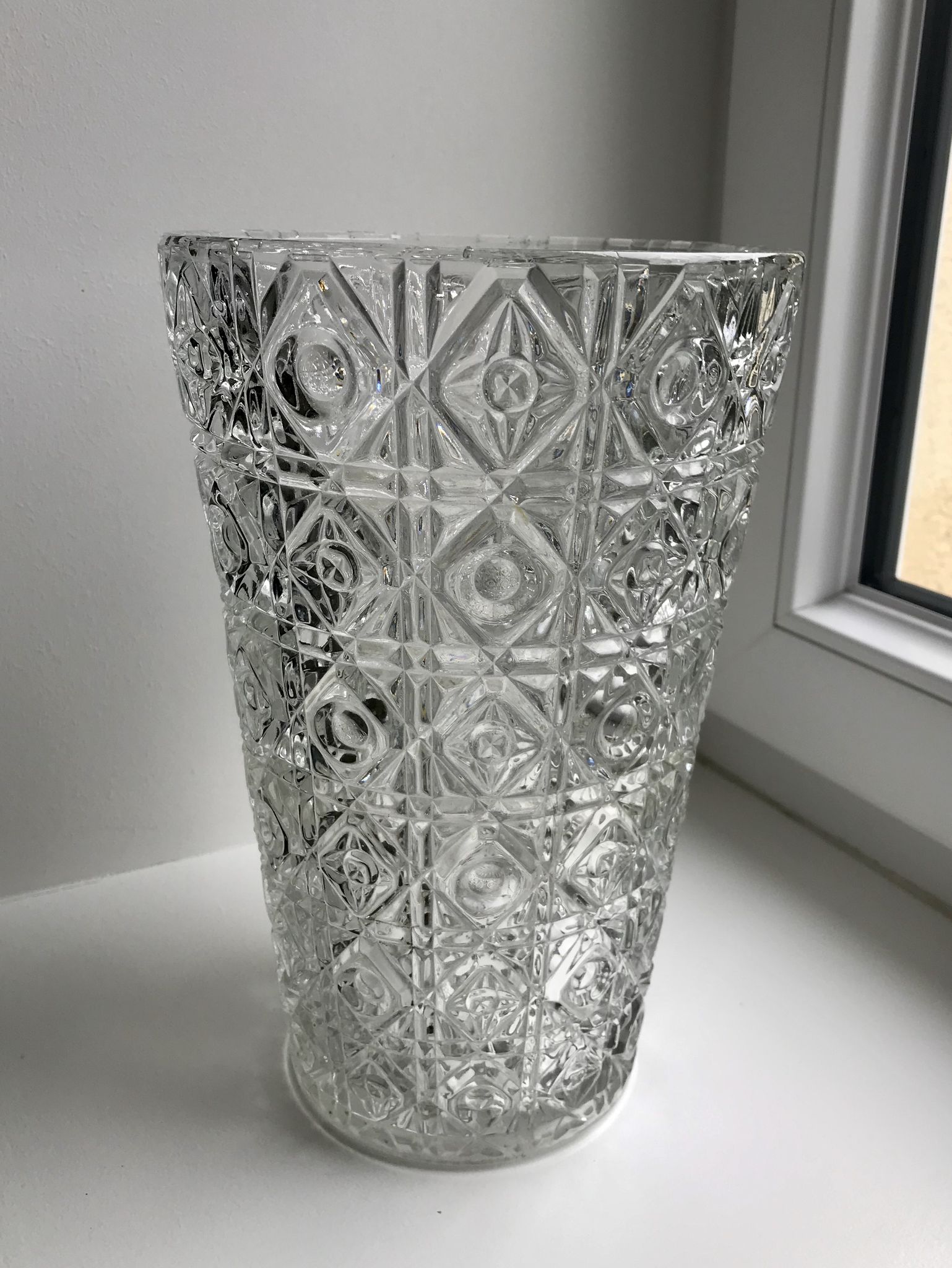 Large molded glass vase 50s art deco style