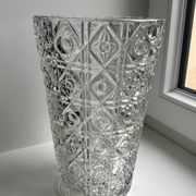 Large molded glass vase 50s art deco style