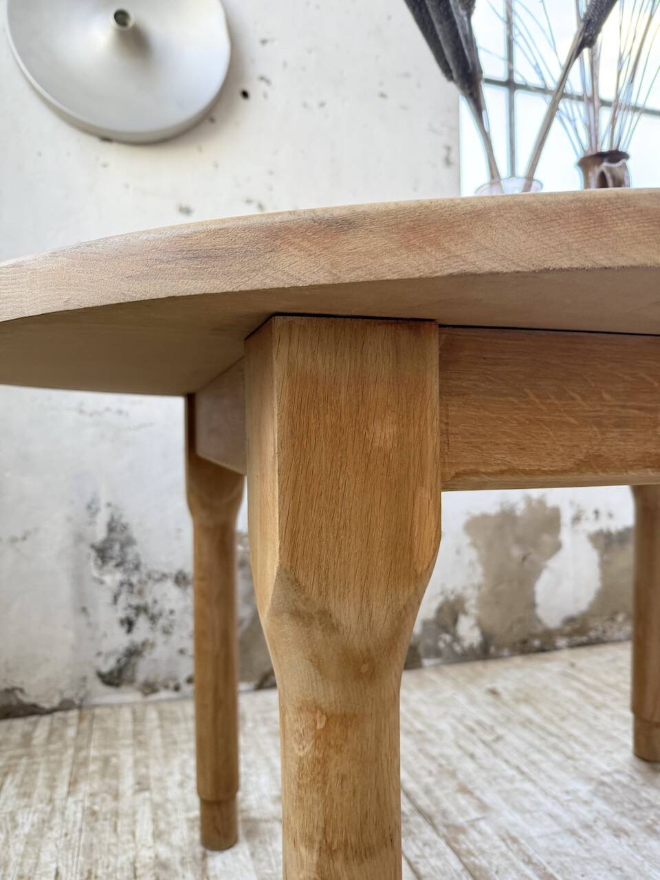 Oval farmhouse table oak 1960