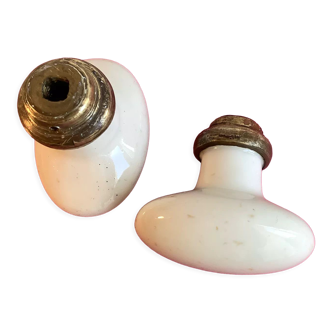 Vintage white porcelain door handles