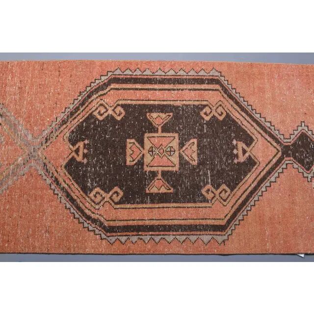 1970s Turkish Hand-Knotted Runner Rug 87x386