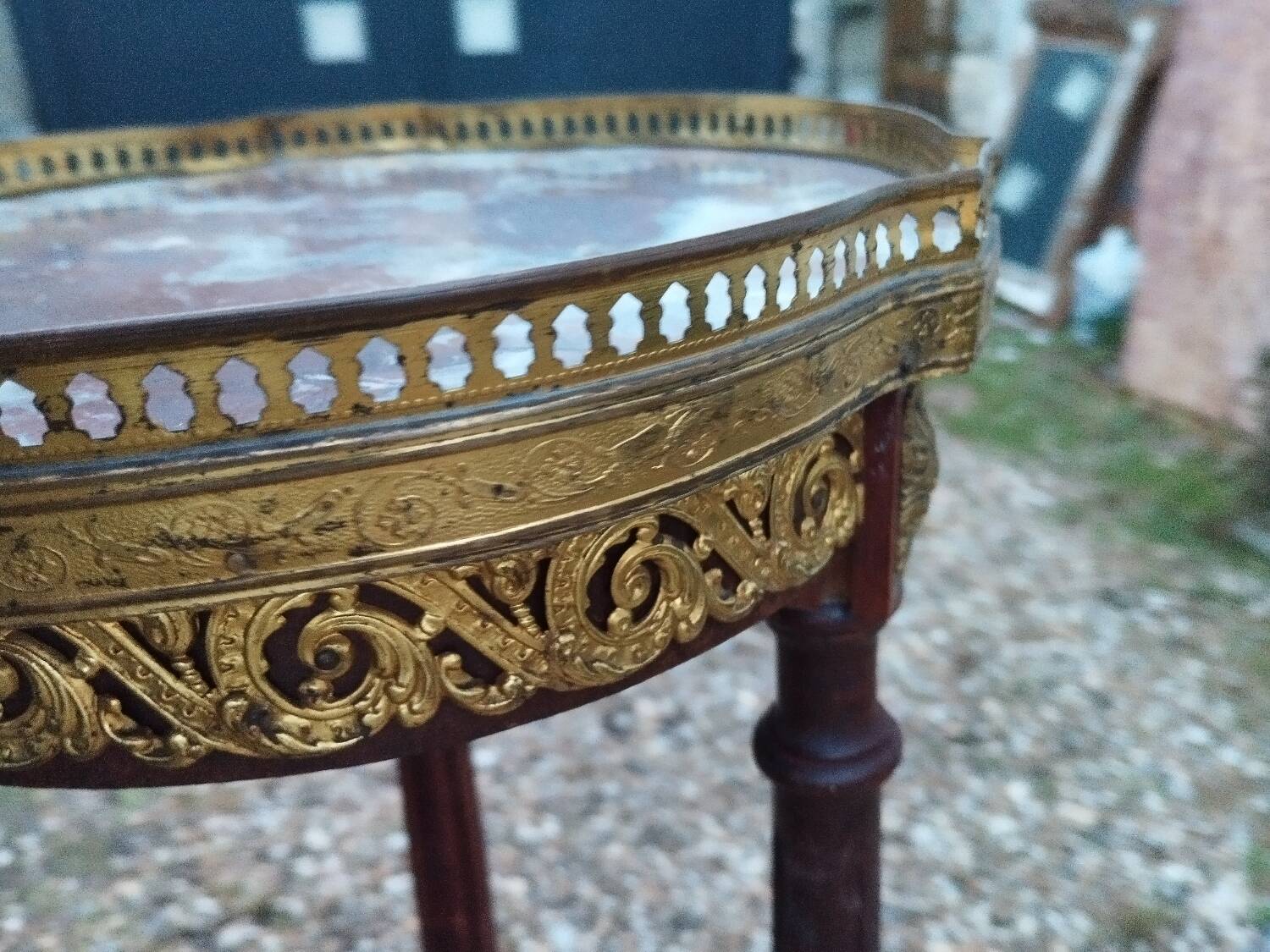 Antique Louis XVI style side table with marble top