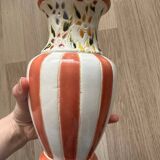 Striped and flowered vase