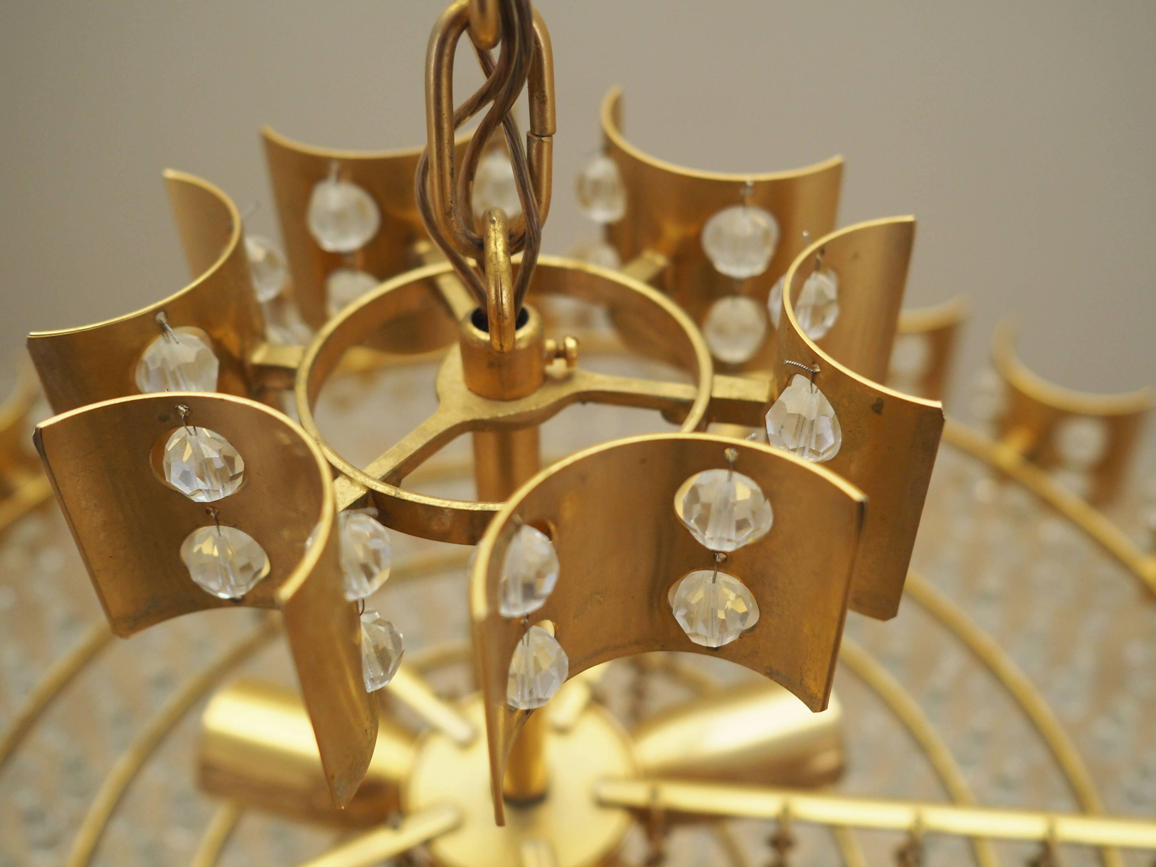 Brass chandelier, Danish design, 1970s, produced in Denmark