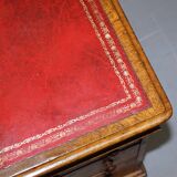 Rare oak partner's desk by Howard & Sons circa 1880 with leather.