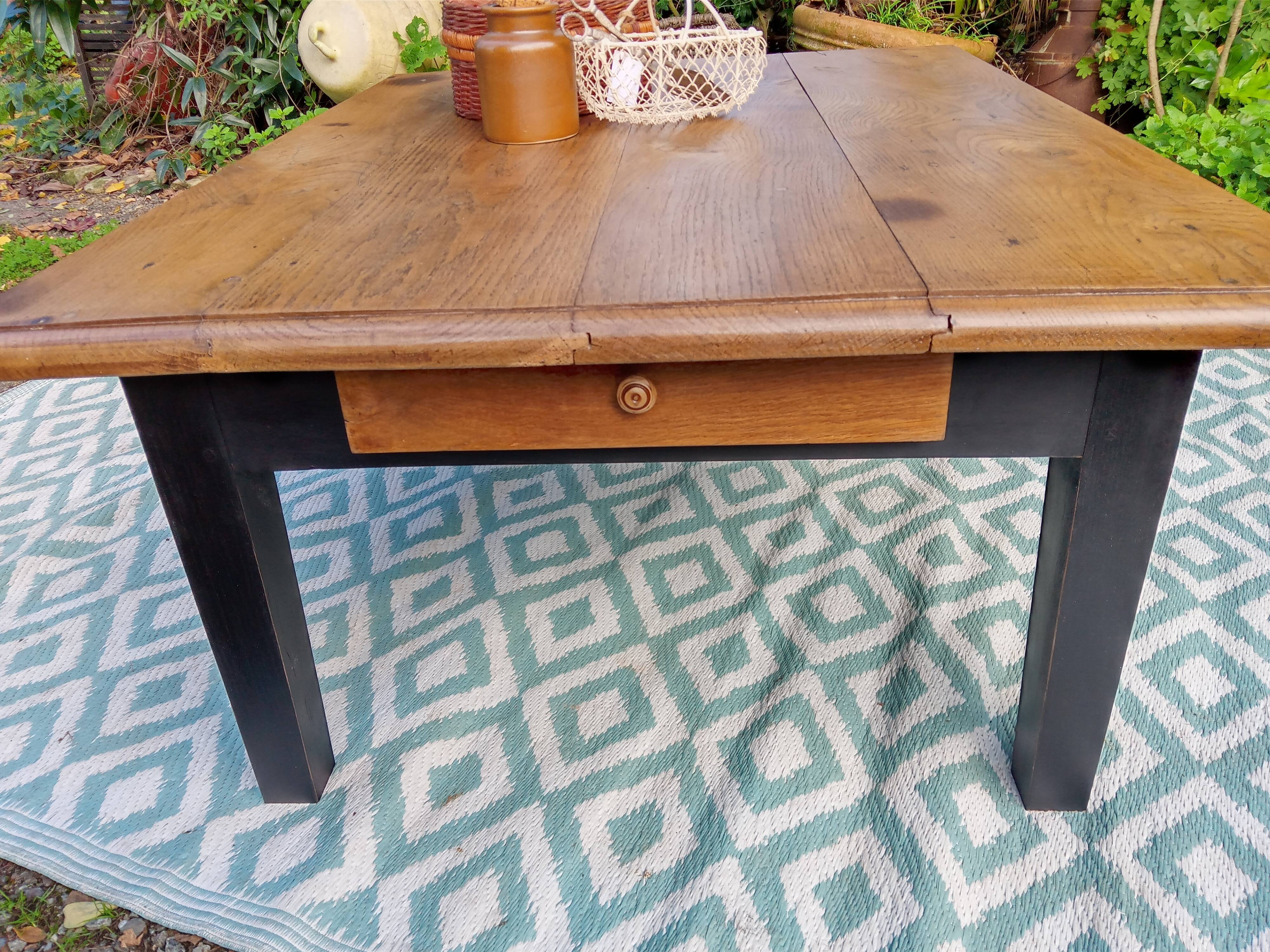 Low farmhouse table in solid oak
