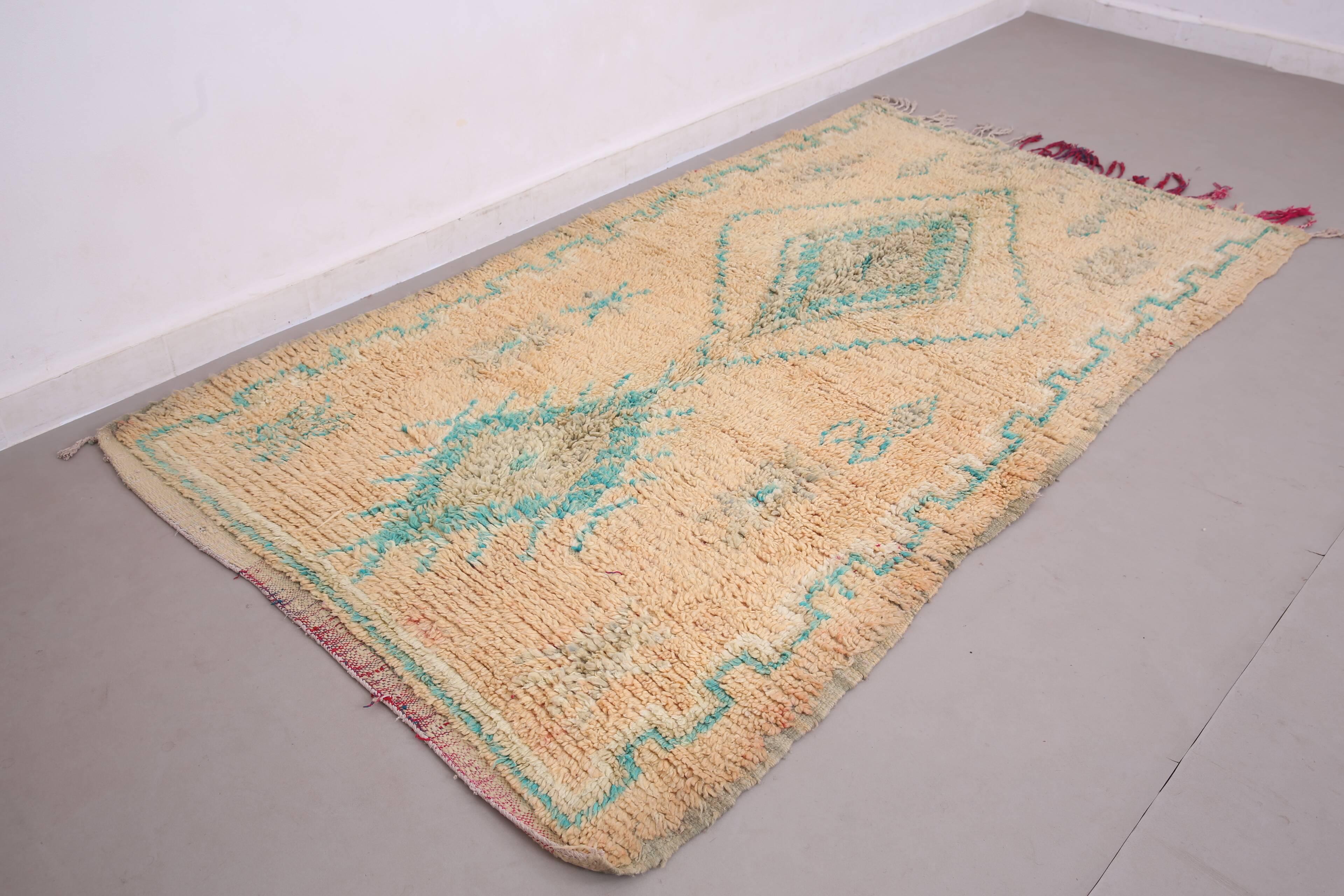 Peach & Turquoise vintage moroccan rug 143 x 249 cm - Berber Rug Handmade
