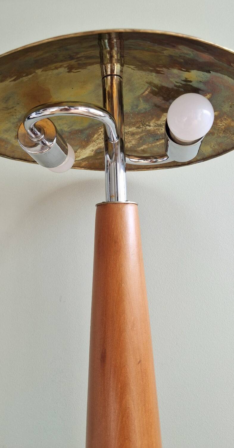 Large nautical lamp in wood and brass from the 80s
