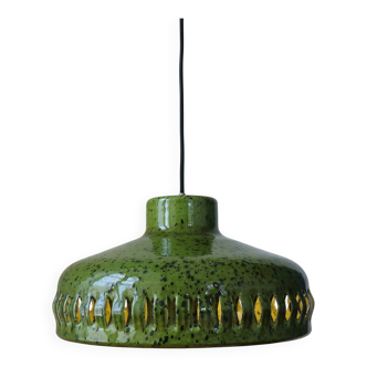 Suspension émaillée vert olive, scandinave, 1960-1970