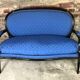 Louis XVI style bench in black wood and blue fabric