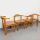 Set of 4 armchairs in pine from the 60s and 70s