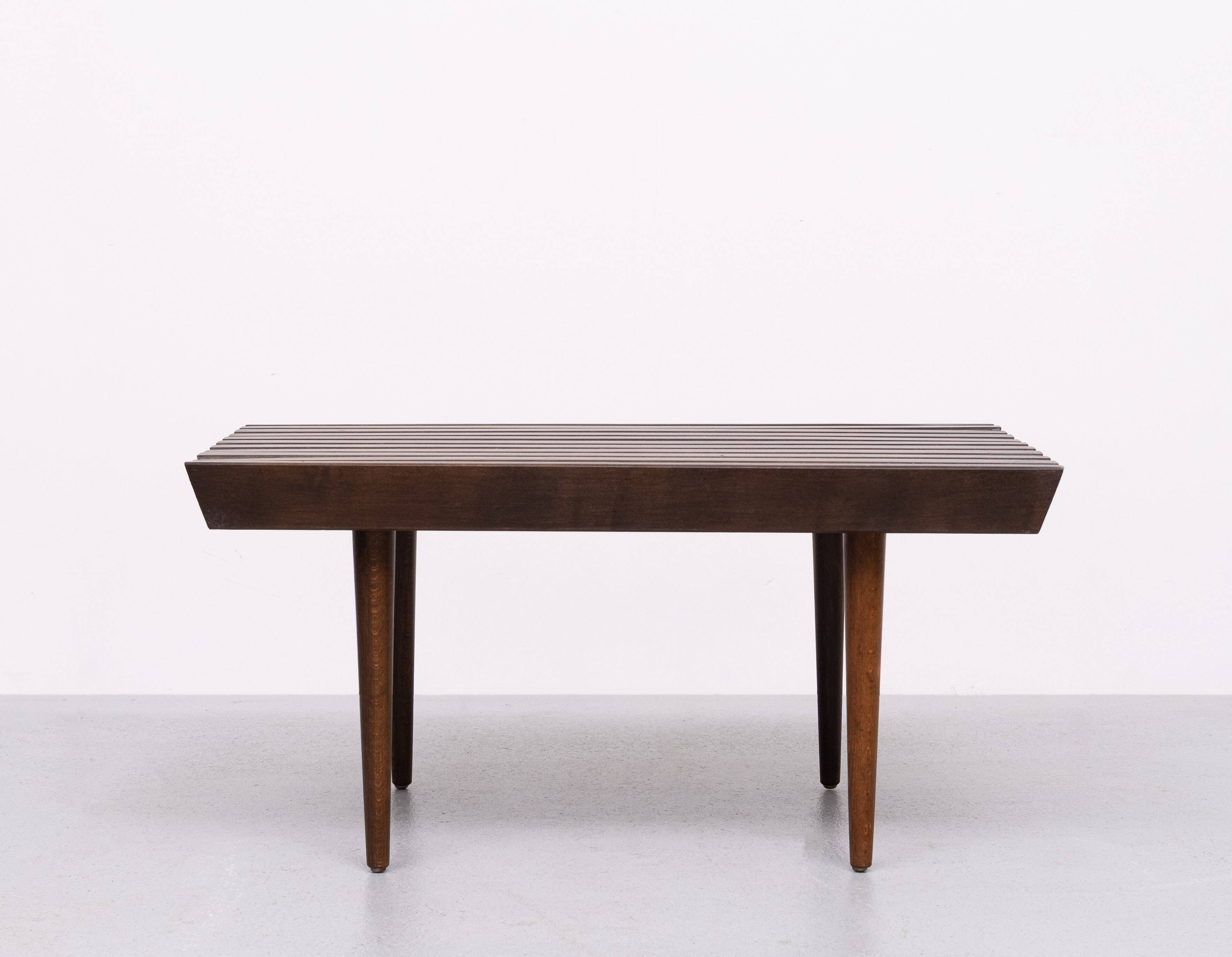 1960's Mid-Century Modern Danish Style Wood Slat Coffee Table or bench