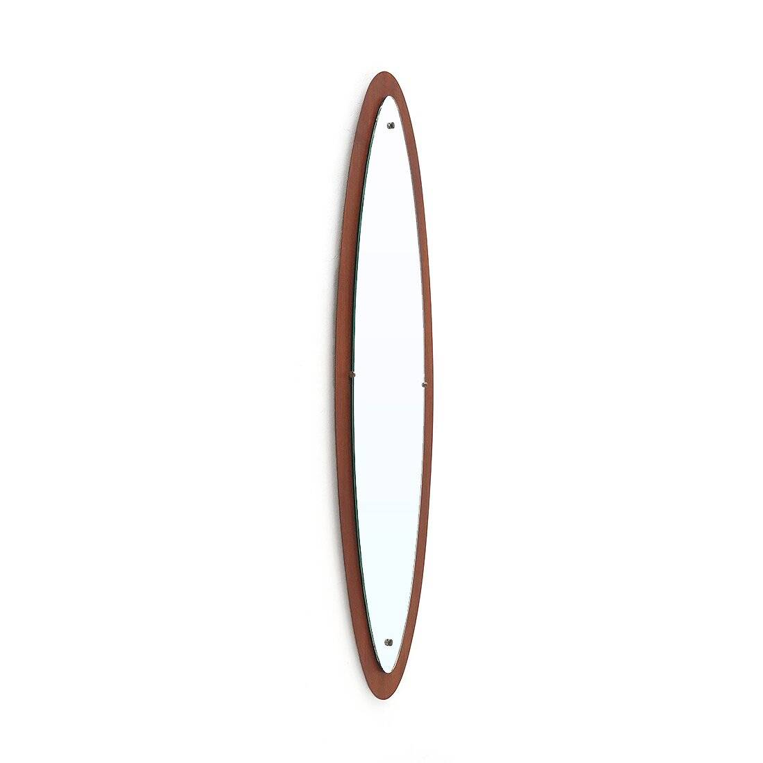 Oval wall mirror in teak, 1960s