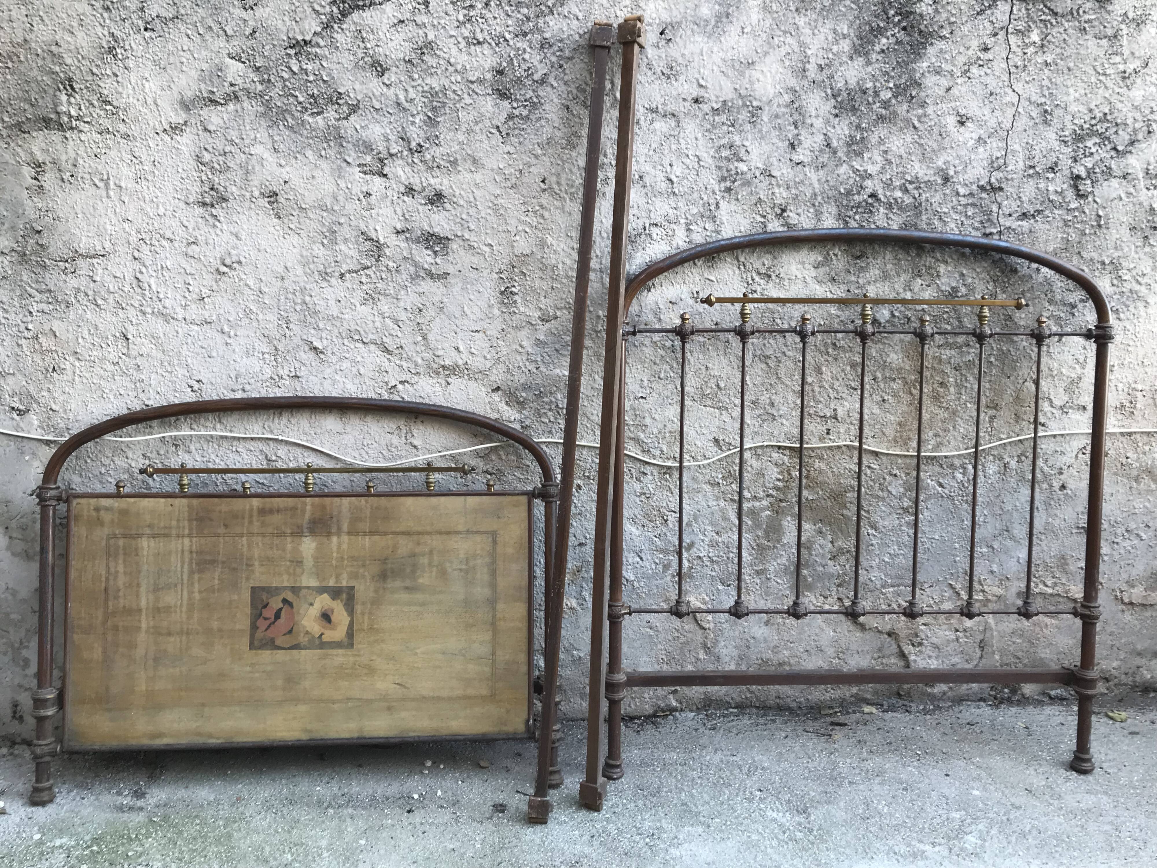 Napoleon III bed in iron, brass and wood BVA Lyon