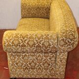 Drop end settee in material - gold colour ,