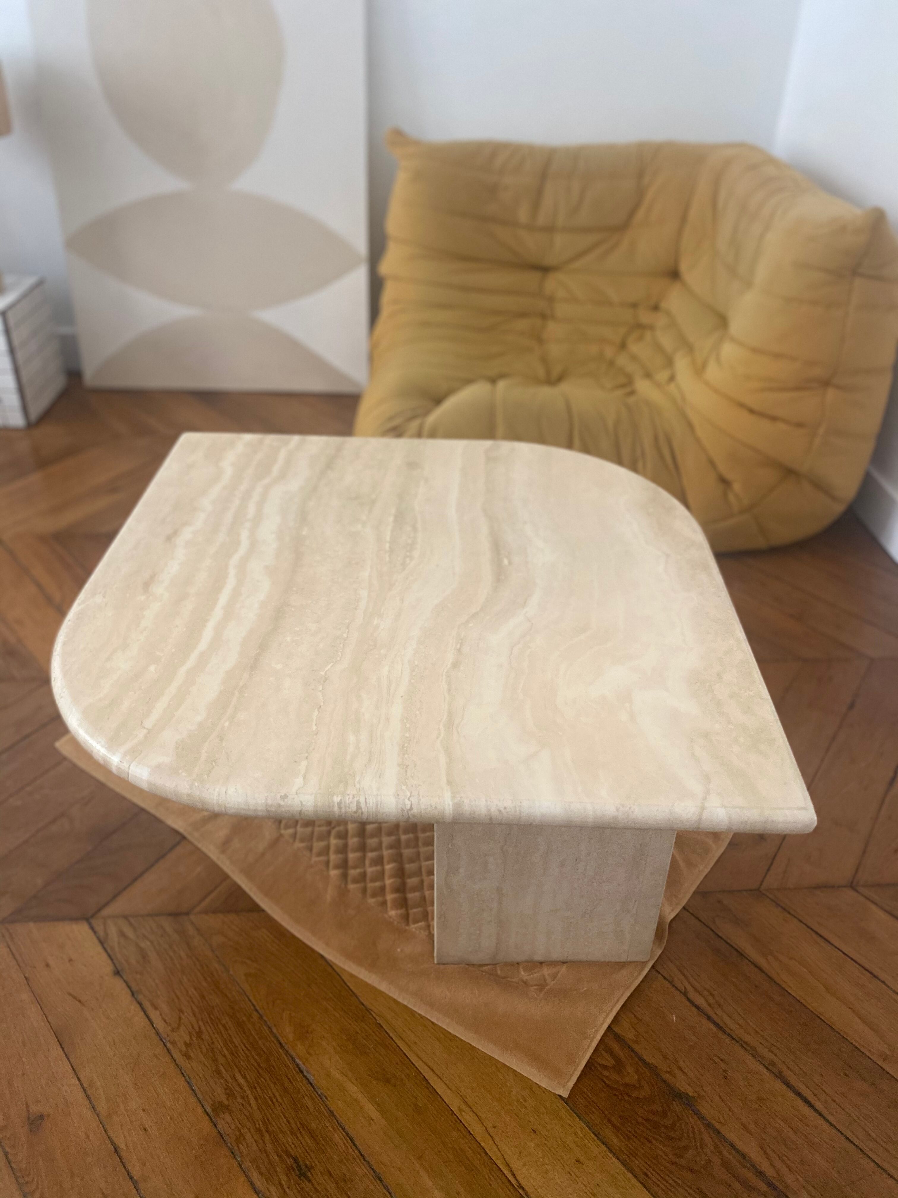 Vintage design travertine stone coffee table drip