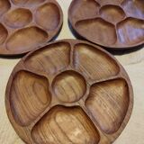 Set of 3 teak plates
