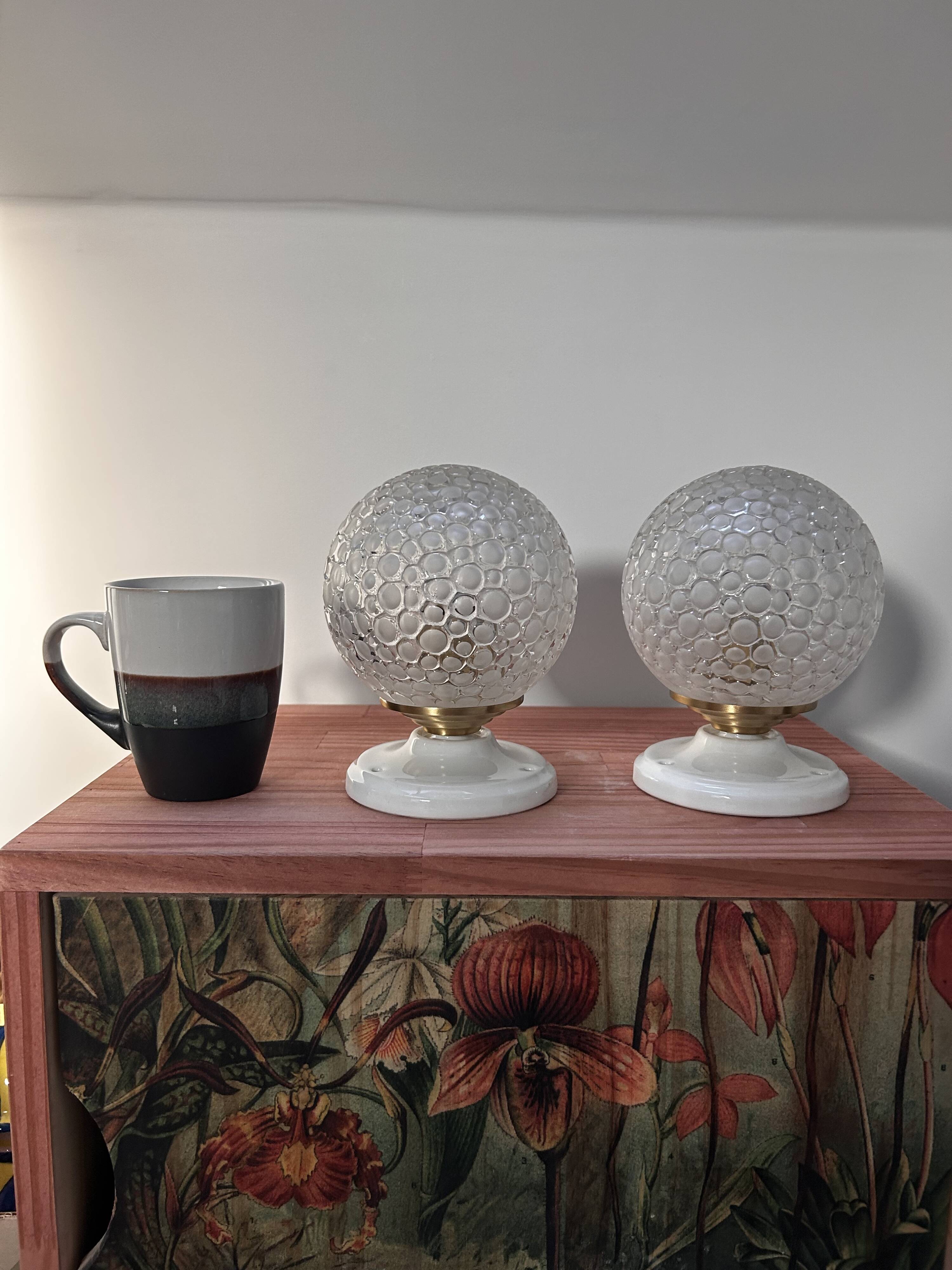 Pair of vintage globe wall lights