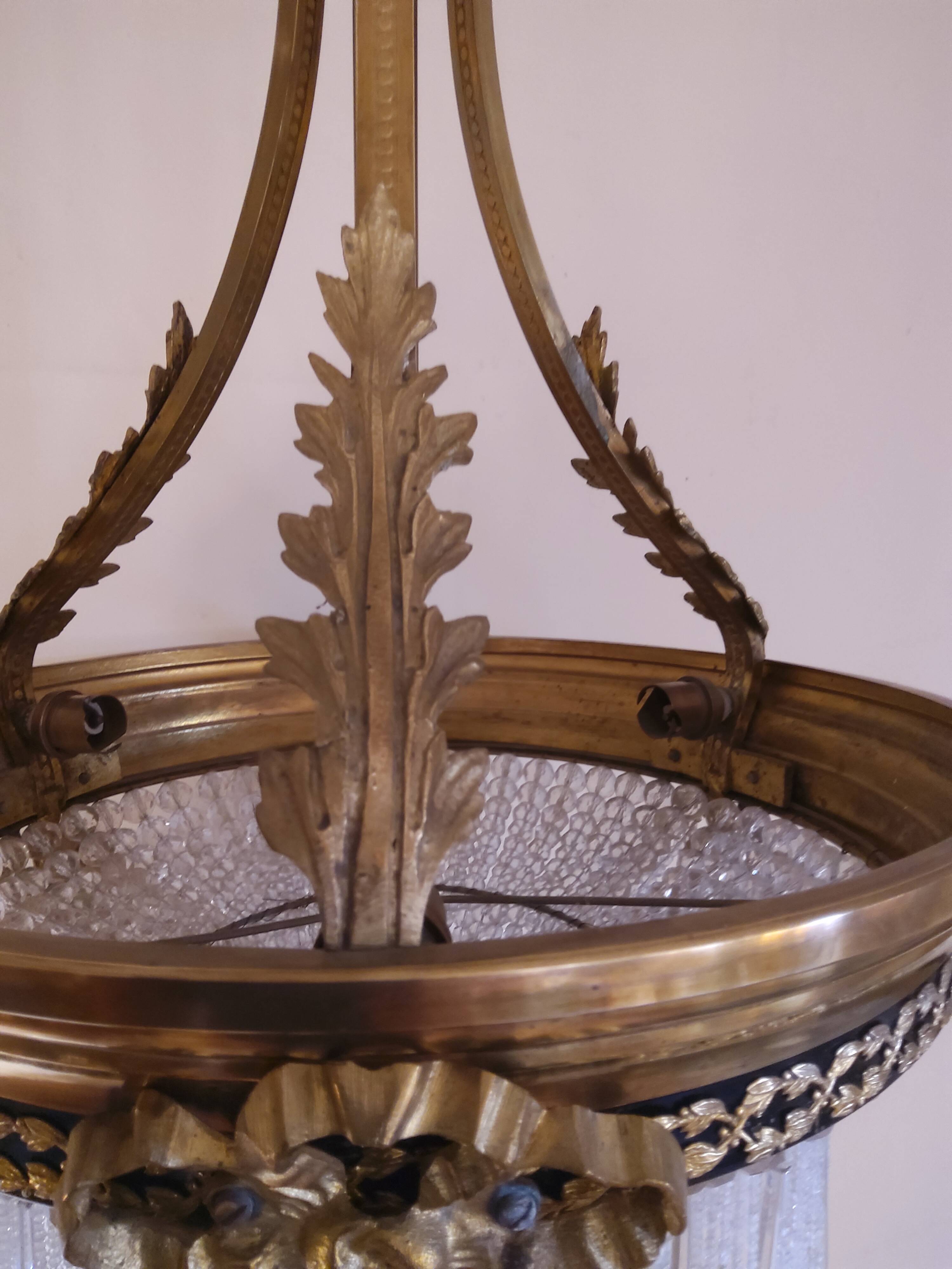 Lustre panier ancien en bronze