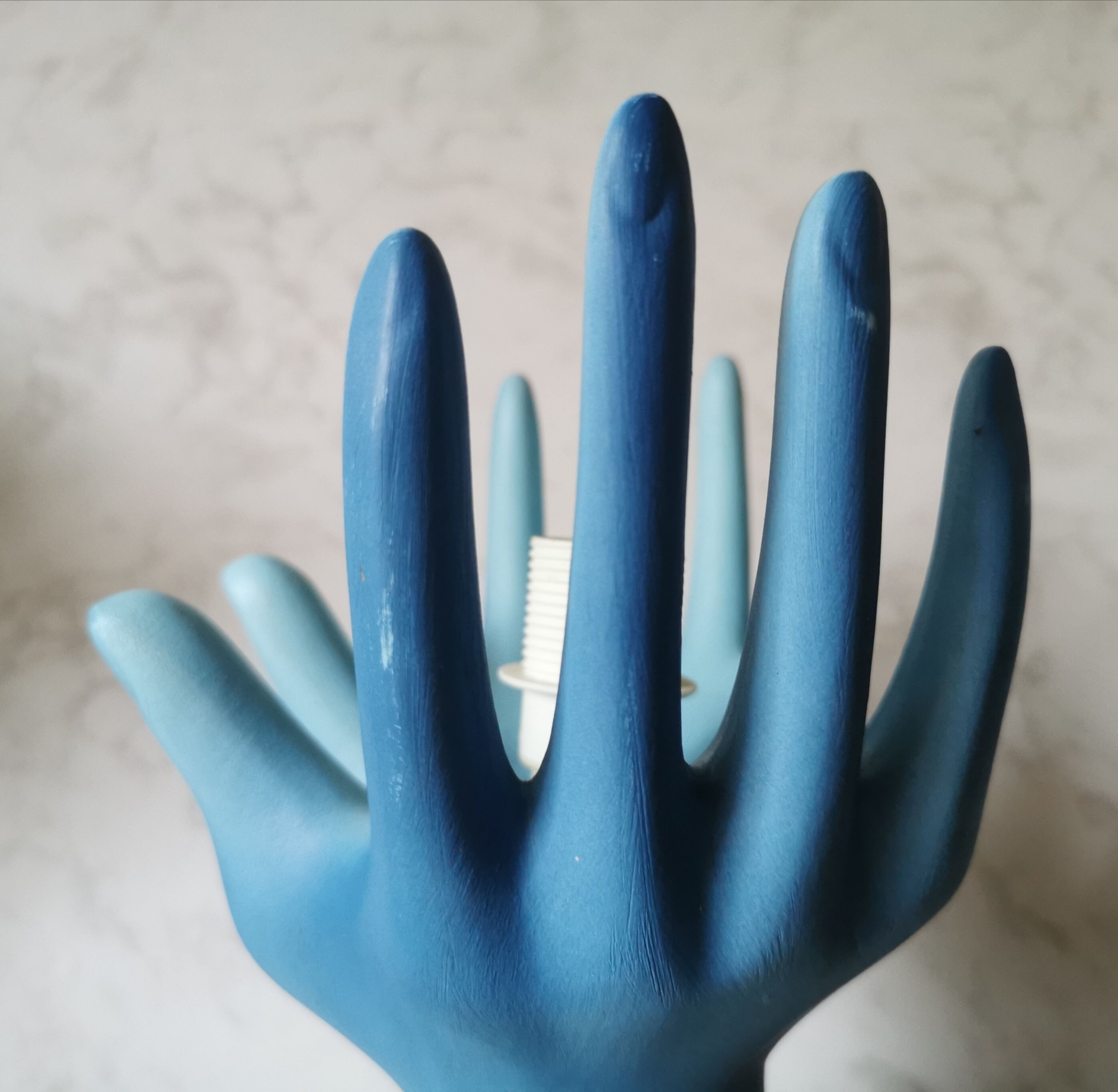 Blue ceramic hand lamp