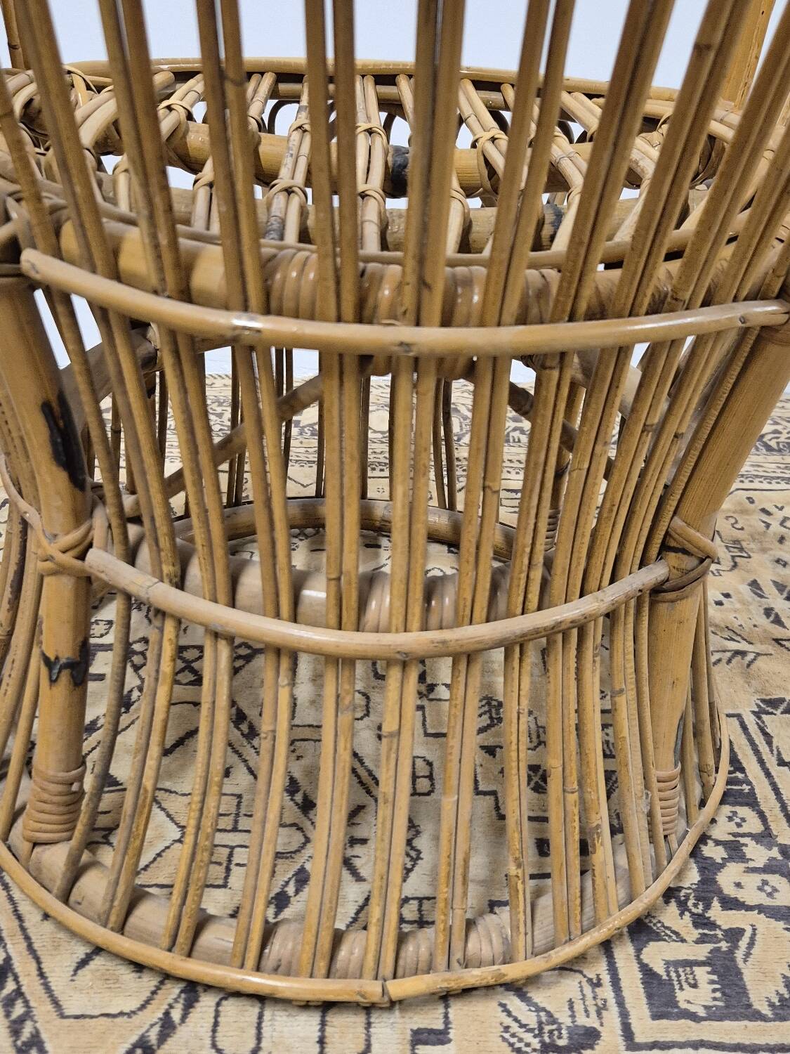 Fauteuil en Rotin Bambou vintage 1950s design -H85cm