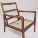 Mid-Century Armchair Corduroy Cushion Rustic Wood, 1980s