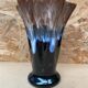 Ancien Vase Style Vallauris Céramique Noir Bleu Beige Vintage