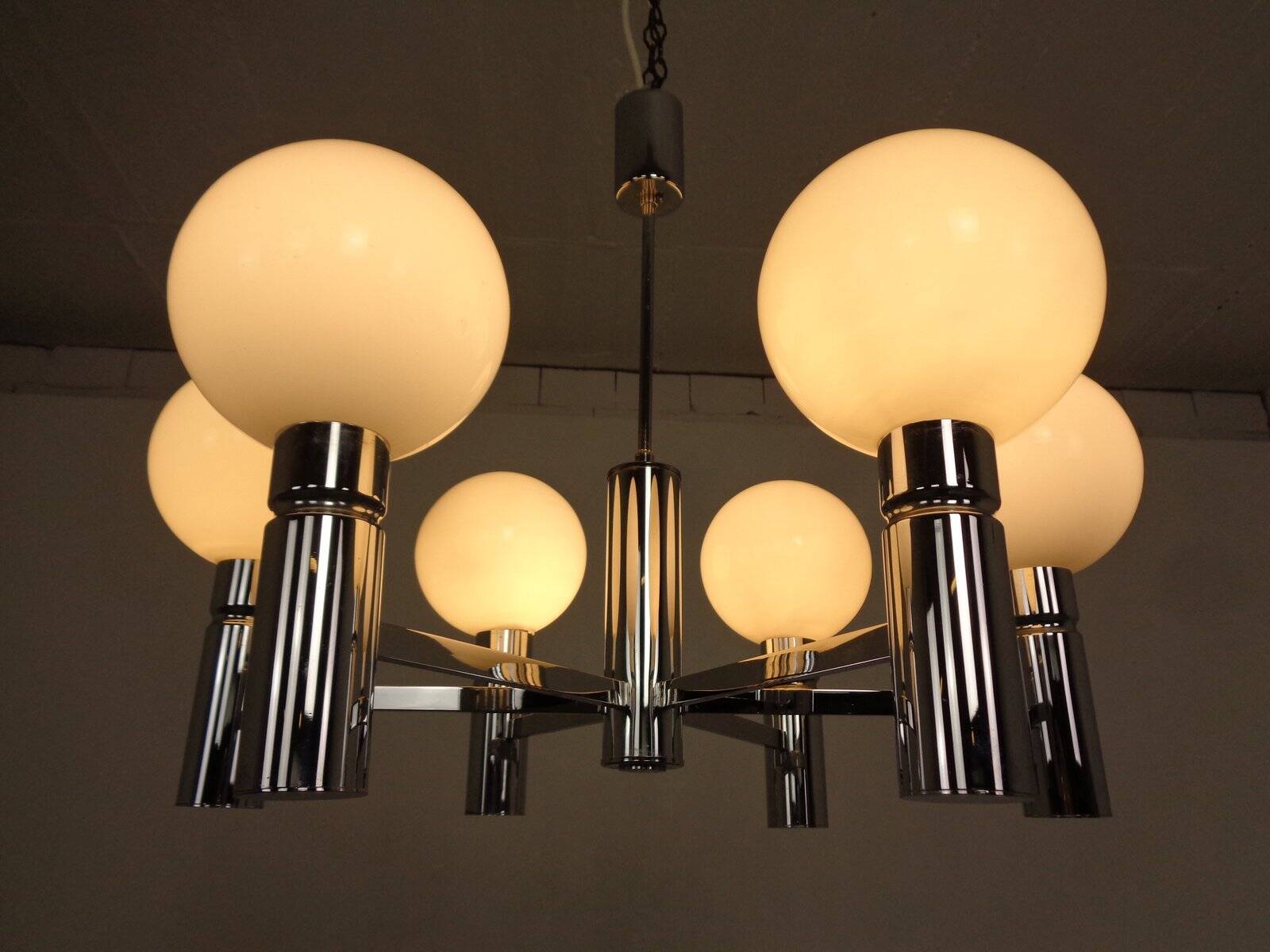 Opaline Glass Pendant Lamp from Sölken Leuchten, Germany, 1960s