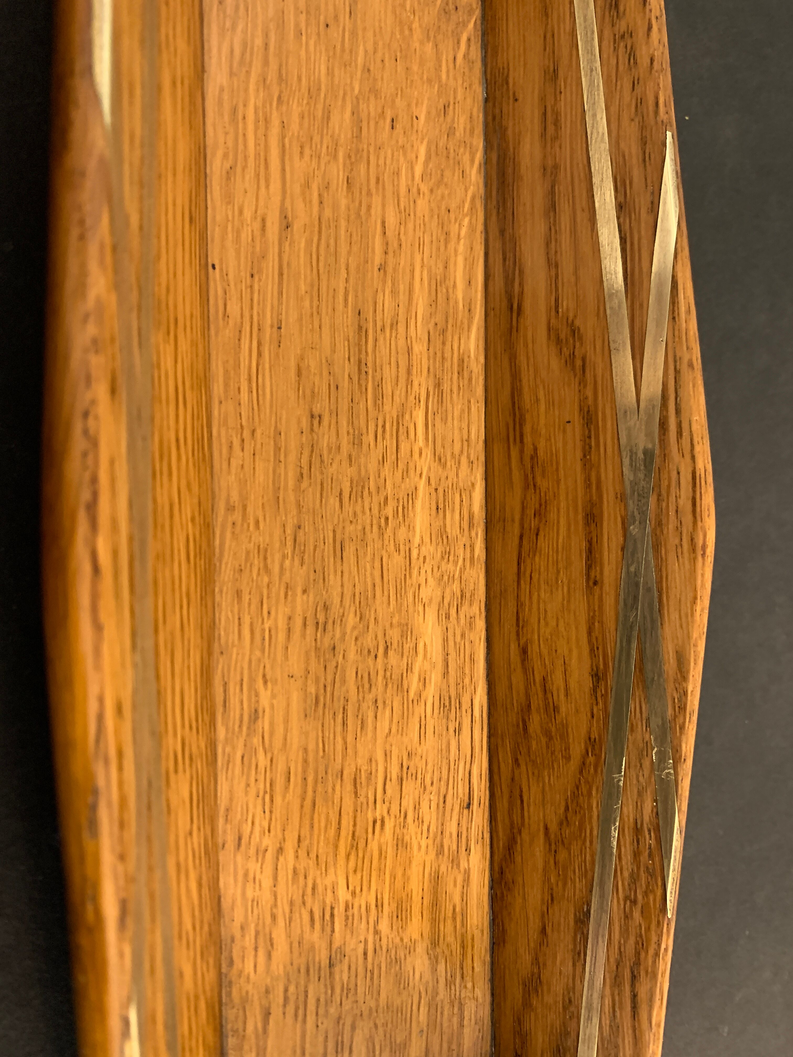 Wooden pencil holder with brass inserts, NINETEENTH