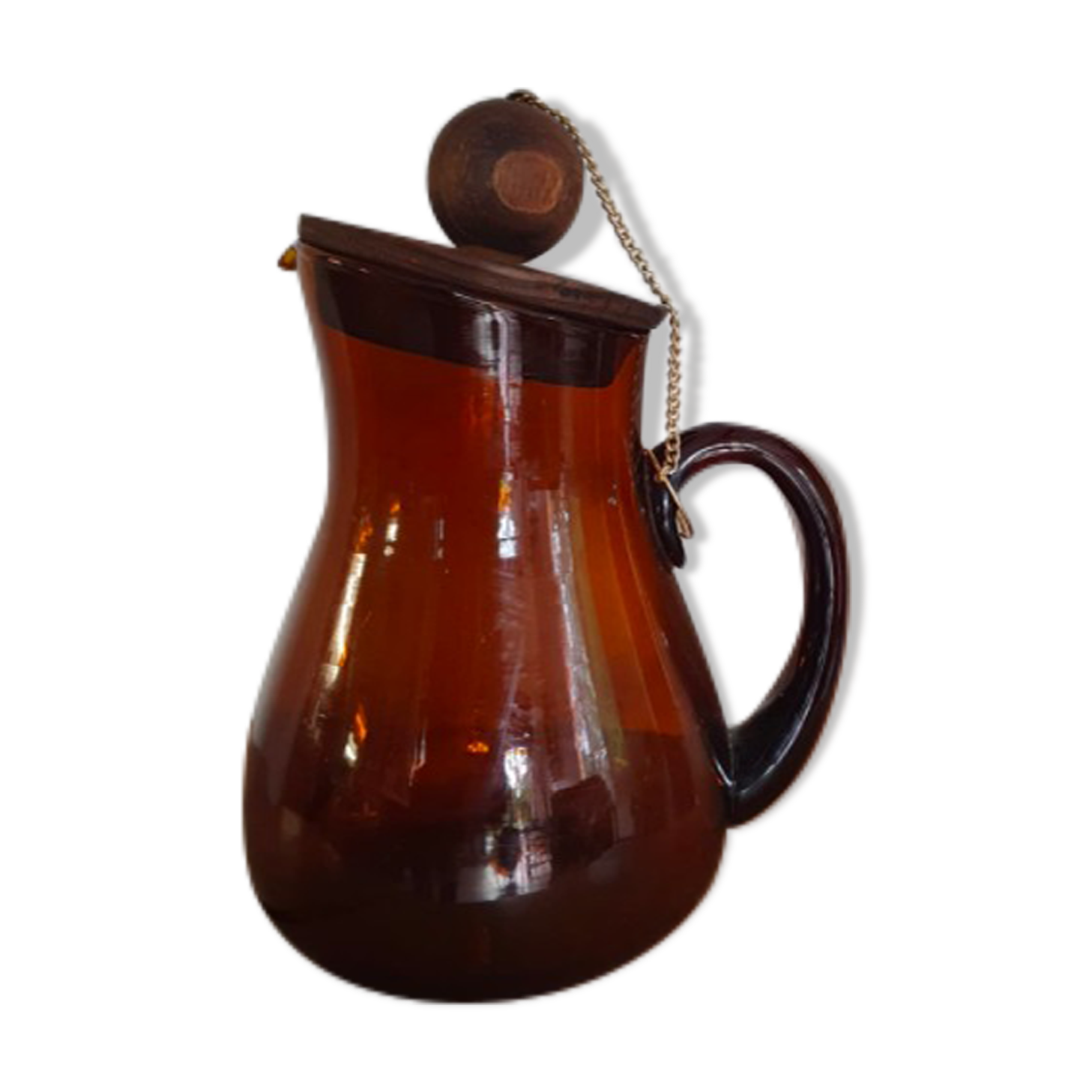 Amber glass pitcher