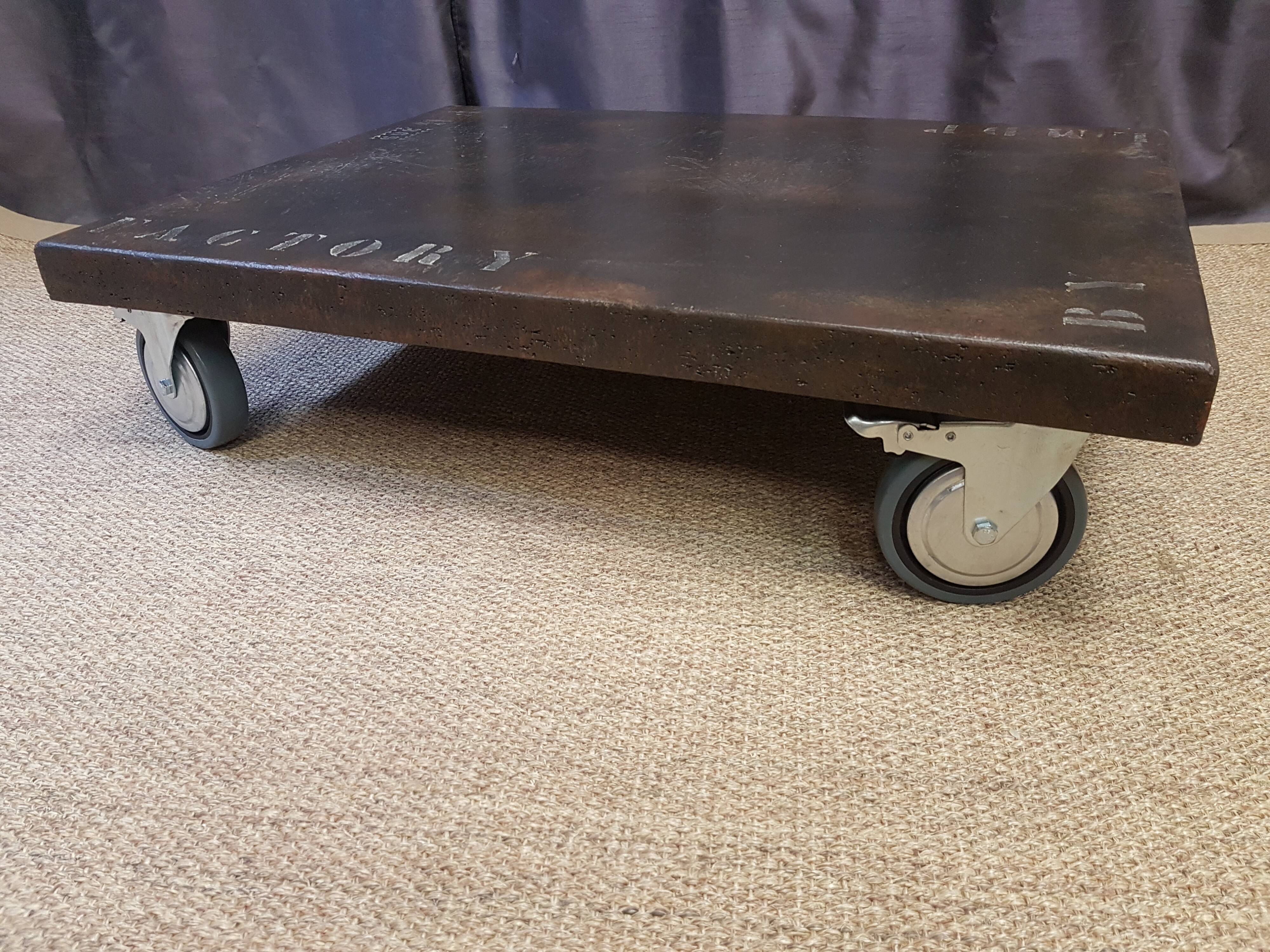 Coffee table on Industrial style wheels