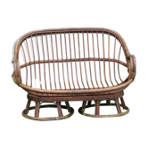 Two-seater rattan bench, vintage