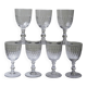 Set of 7 cut crystal port glasses by Baccarat, Richelieu variant.