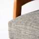 Vintage Scandinavian oak footstool with grey upholstery