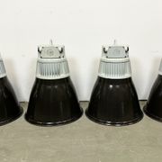 Set of 4 Industrial  Black Enamel Pendant Lamps from Elektrosvit, 1970s