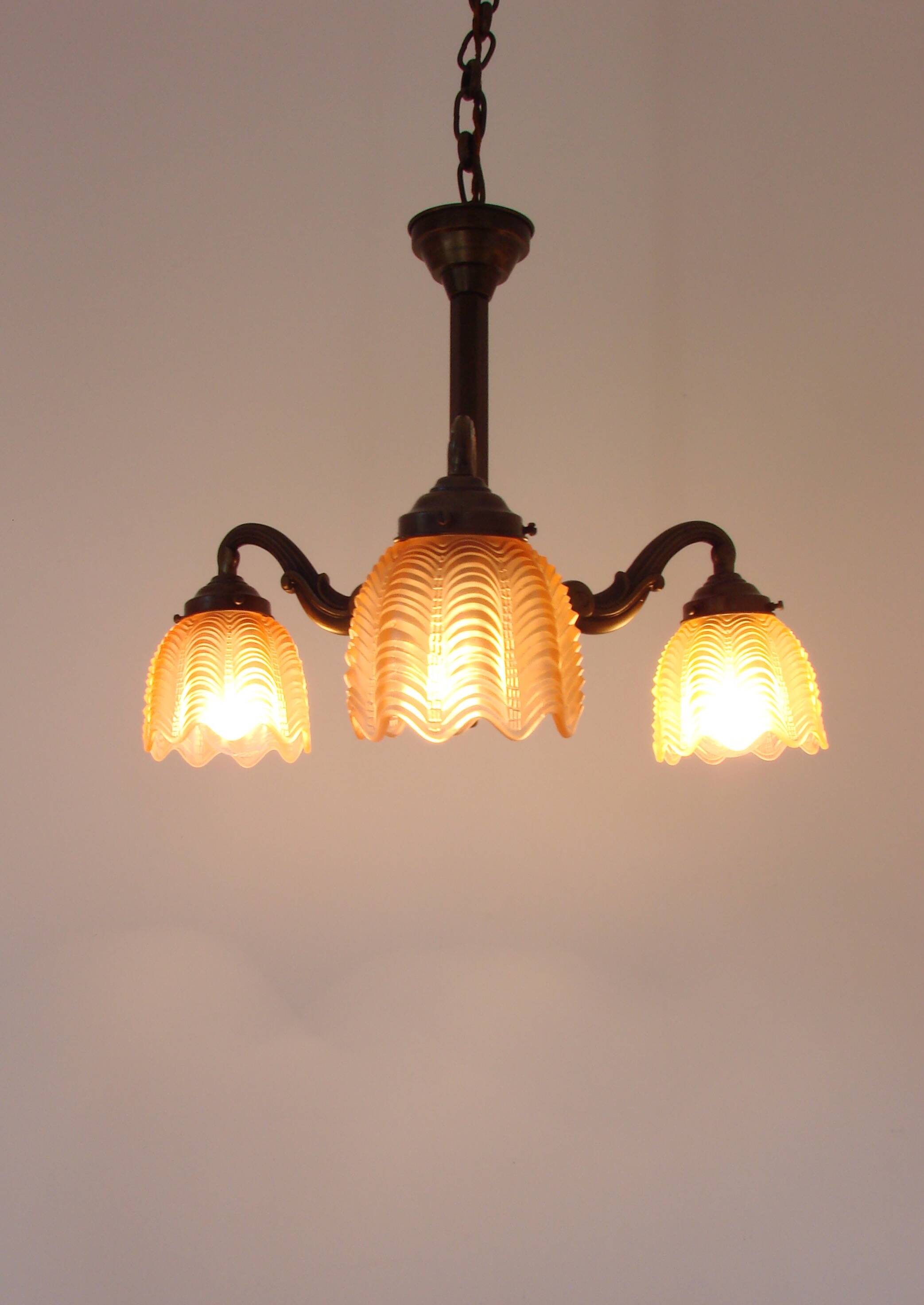 Art Deco bronze chandelier, 1920s.