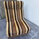 Vintage 1970s lounge chair – striped orange, brown, and cream velvet