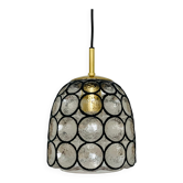 Iron ring design glass pendant lamp by Glashütte Limburg