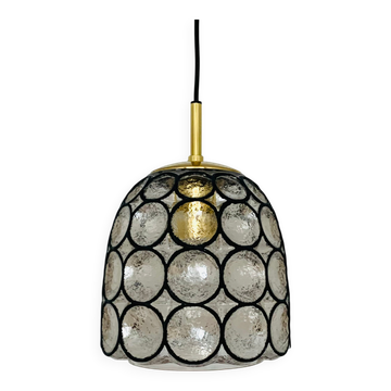 Iron ring design glass pendant lamp by Glashütte Limburg