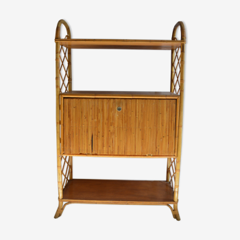 1950's rattan bar shelf