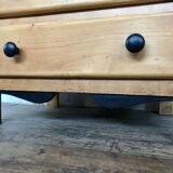 5 drawers dresser in light fir 1950 black buttons