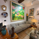 Kartell 3-seater sofa largo (black - houndstooth fabric and steel)