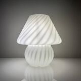 Vintage Murano Italy mushroom lamp with glossy white spiral decoration