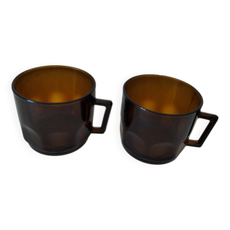 Set of 2 vintage pressed glass cups