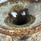 Vintage German brutalist studio mushroom vase by Gerhard Liebenthron, 1970s.