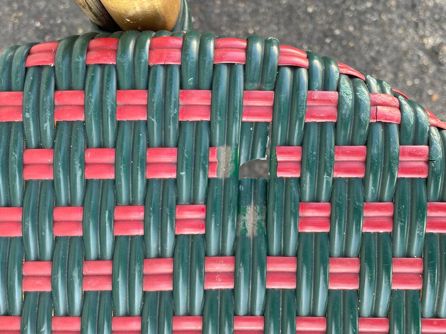 Pair of bistro chairs in bamboo and two-tone weaving