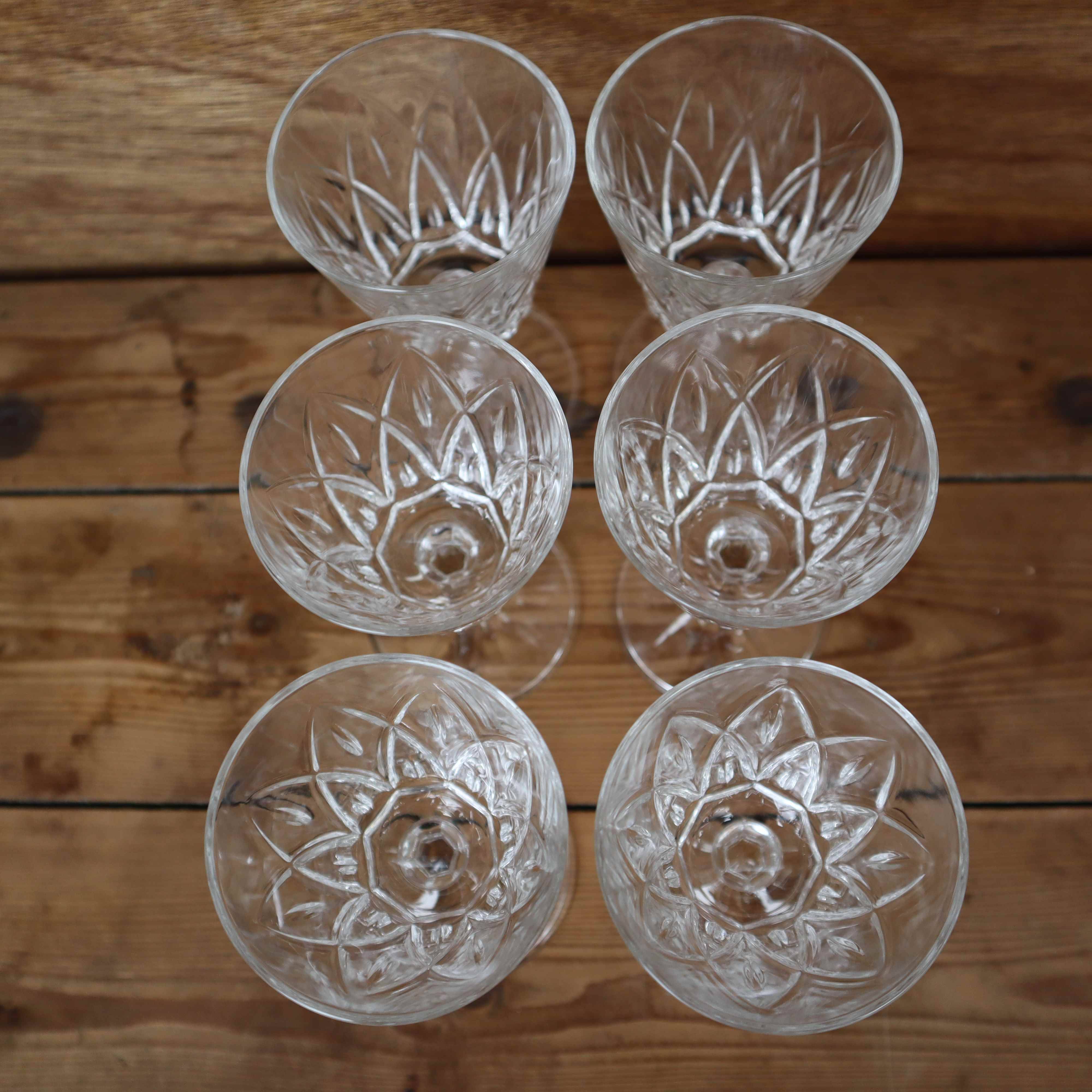 Set of 6 Arlequin white wine glasses in Reims crystal glass 1950