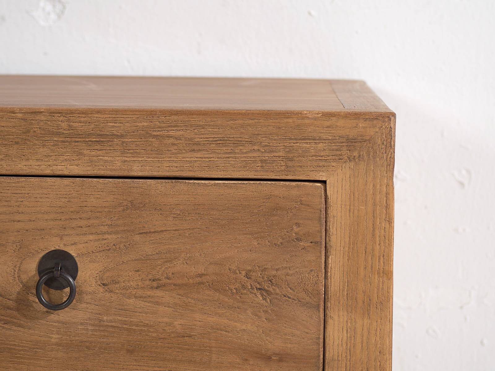 Square bedside table in antique elm wood